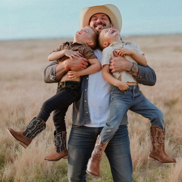 Unisex Child Brown Mid Calf Glitter Toddler Cowboy Boot Little Big Kids Western - Picture 8 of 8